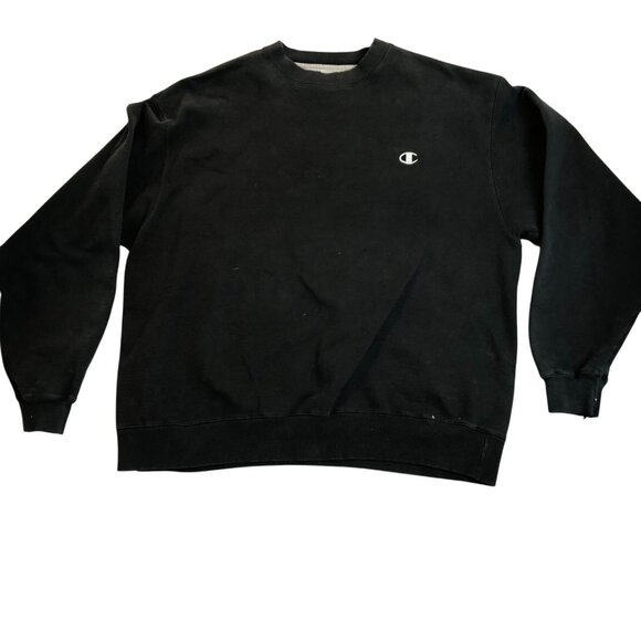 Champion Eco Mens Sweatshirt XL Authentic Black Crewneck - Picture 1 of 8